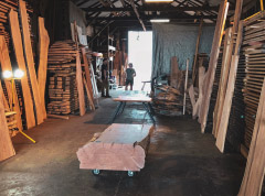 timber warehouse with timber slabs