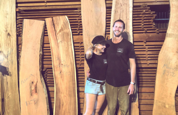 The Topaz Sustainable Timbers family with timber slabs